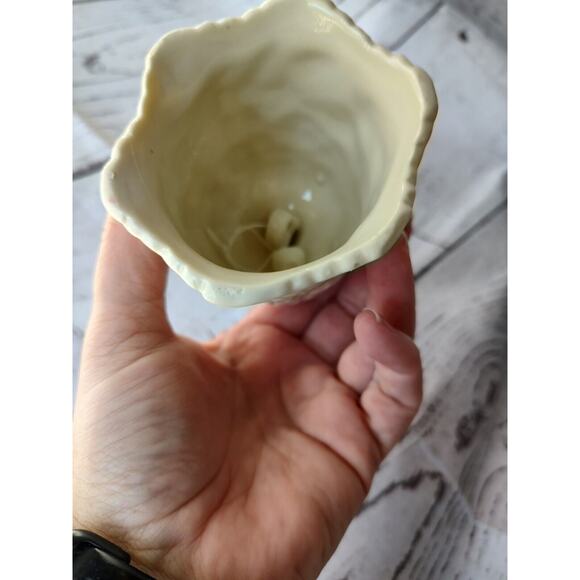 Porcelain Ivory Hand Bell With Raised Roses and Leaves Design and Gold Trim - Picture 4 of 6